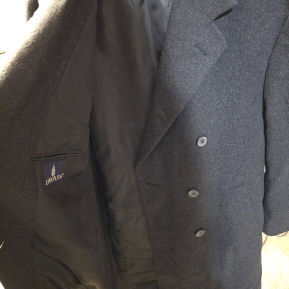 London fog men's double breasted gray wool coat / trench - est size 44 - Picture 3 of 5